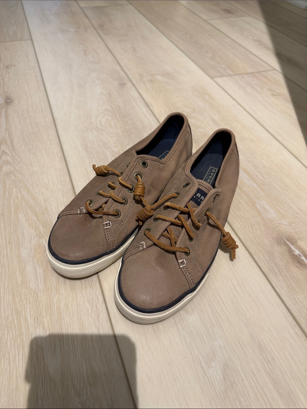 Sperry Brown Leather Casual Women's Slip-On Sneakers